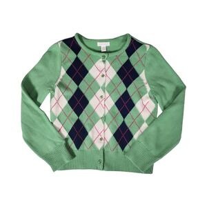 Charter Club‎ Girls Green Argyle Knit Button Front Cardigan Sweater Size 12